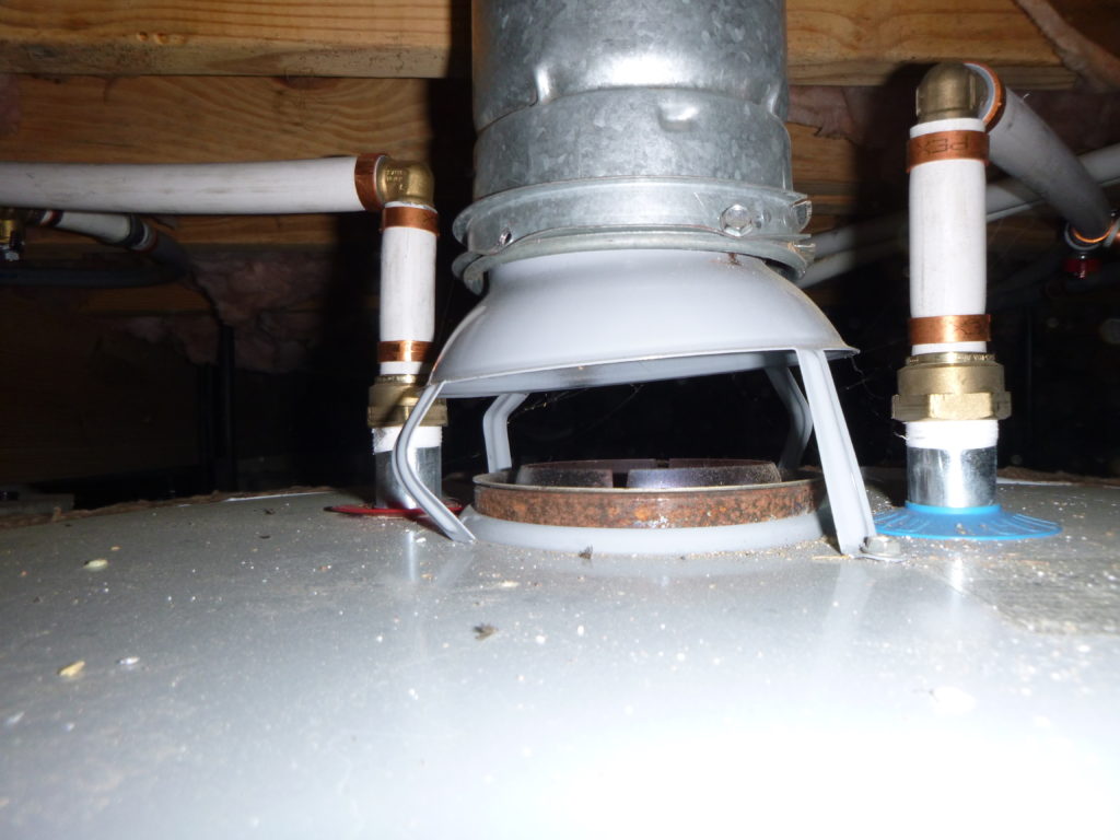 Bend flue on gas water heater